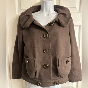 Marc By Marc Jacobs Taupe Pea Coat with Gold Buttons